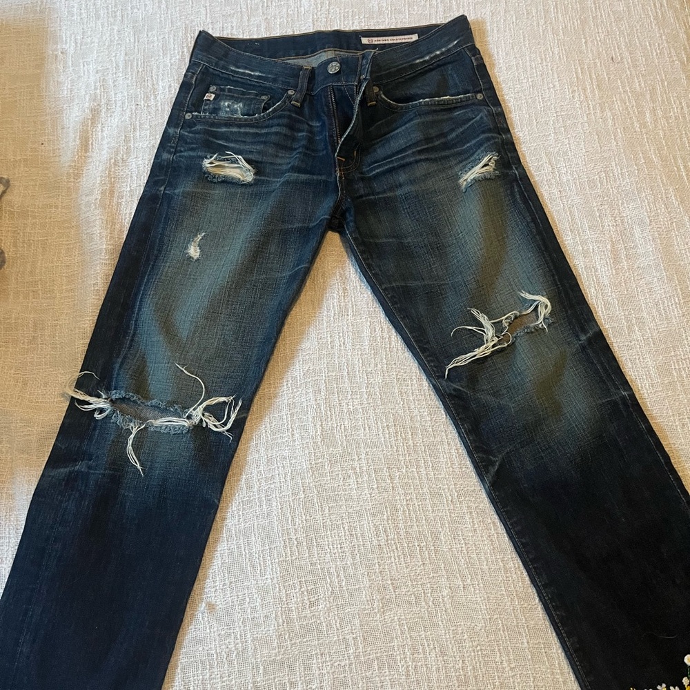 AG Dark denim distressed Jeans. Excellent condition.